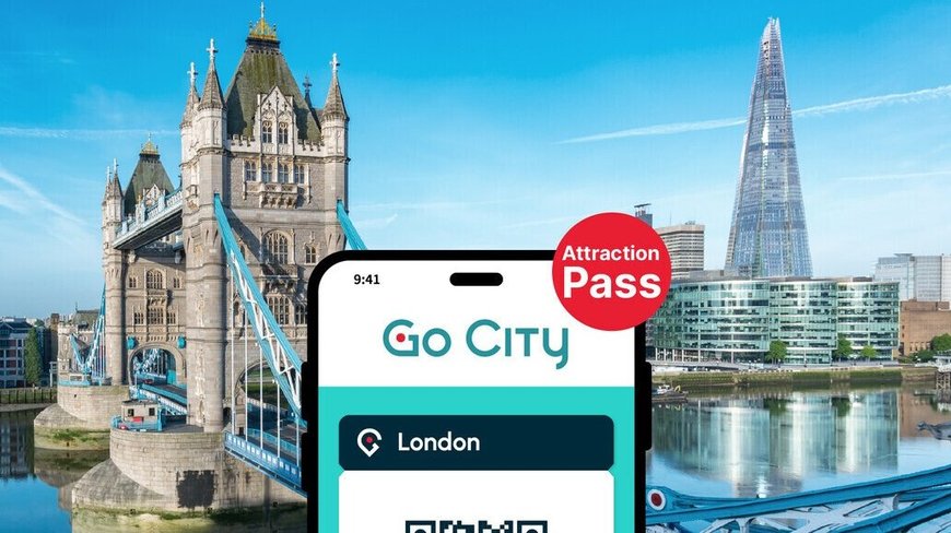 Go City Pass auf Handy mit der Tower Bridge und The Shard im Hintergrund