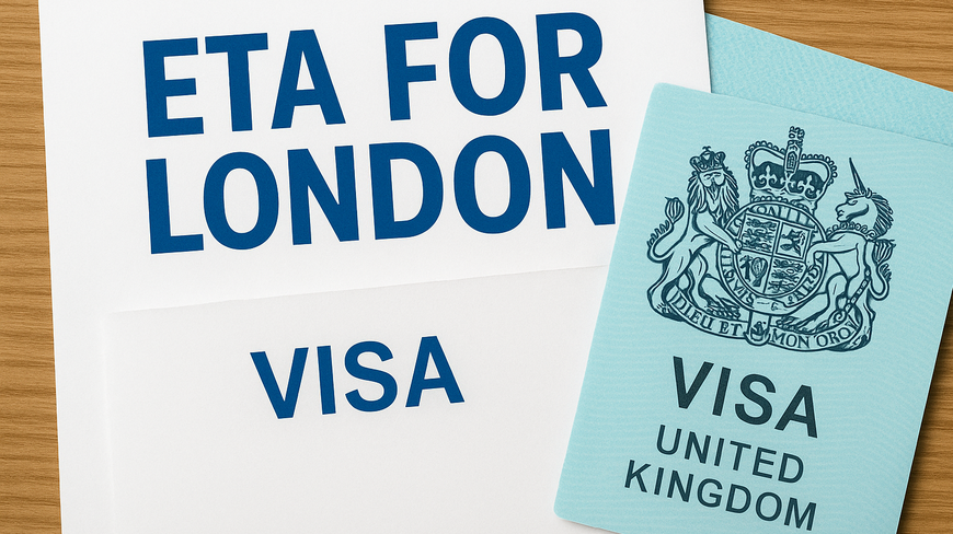 Eta for London Visa mit Pass Abbildung